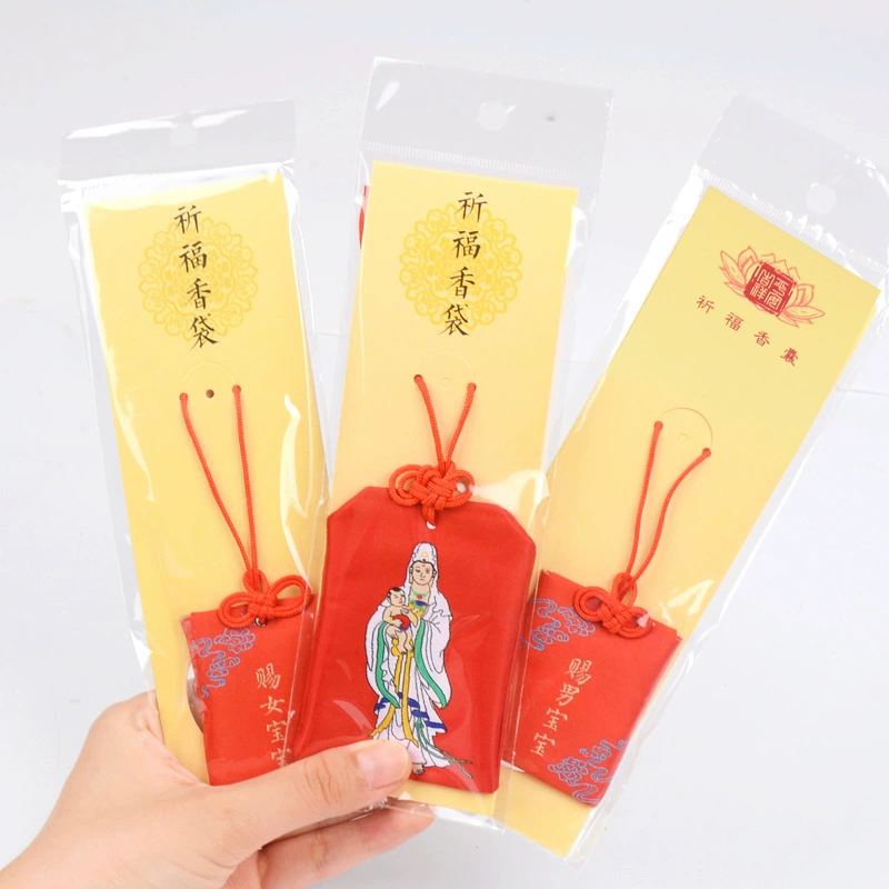 Оптовые благовония в китайском стиле с горы Путуо, порошок сандала, цветные каменные надписи, вышитые благоприятные облака, красные мешочки для благословений в древнем стиле