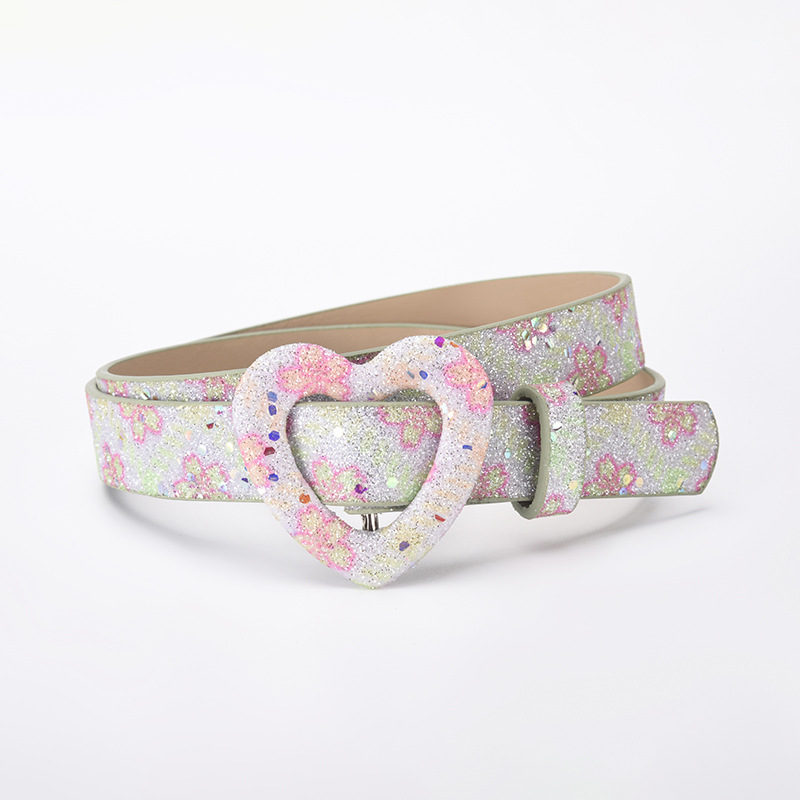 Cinturón Infantil Decorativo con Corazón de Piel de PU con Hebilla Automática para Ocio