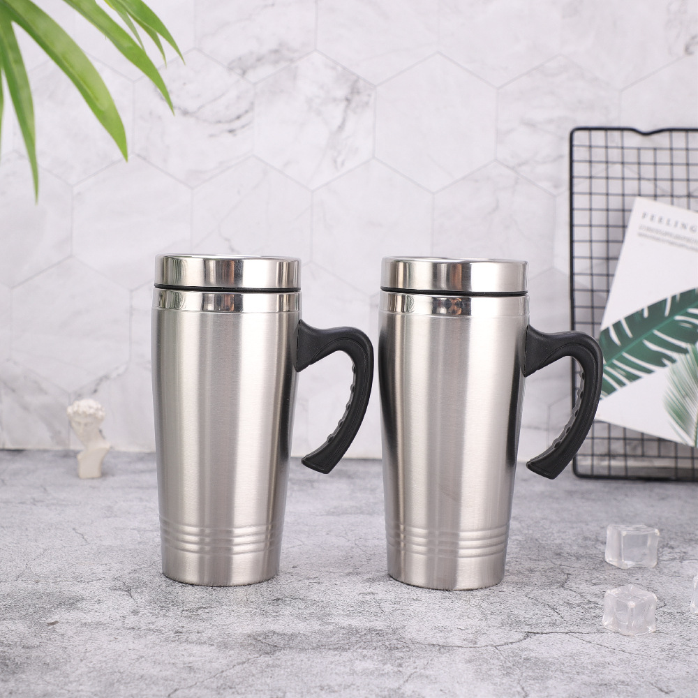 Suministro de tres hilos doble taza de acero exquisito regalo de acero inoxidable taza de coche taza de publicidad taza de agua aislamiento térmico y preservación del frío