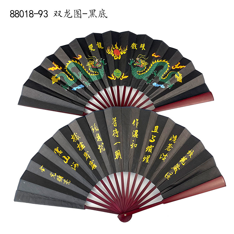 古風10寸男扇中国風両面図案印刷折扇演出道具絹布扇子卸売り|undefined