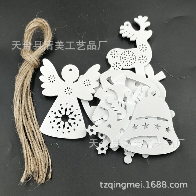 Adornos navideños de 8cm, piezas de madera, artesanías, colgantes, piezas de madera talladas creativas, decoración de árboles de Navidad, adornos de madera