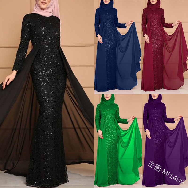 2025 Autumn and Winter New European and American Amazon Sequin Dress for Women, Elegant and Sweet Slim-Fit Long-Sleeve Gown