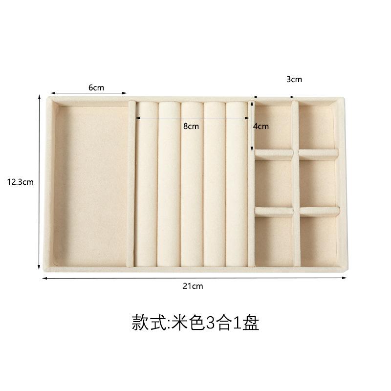 Bandeja de almacenamiento de joyas Bandeja de franela Pendientes Anillo Collar Caja de almacenamiento Caja de joyería Soporte