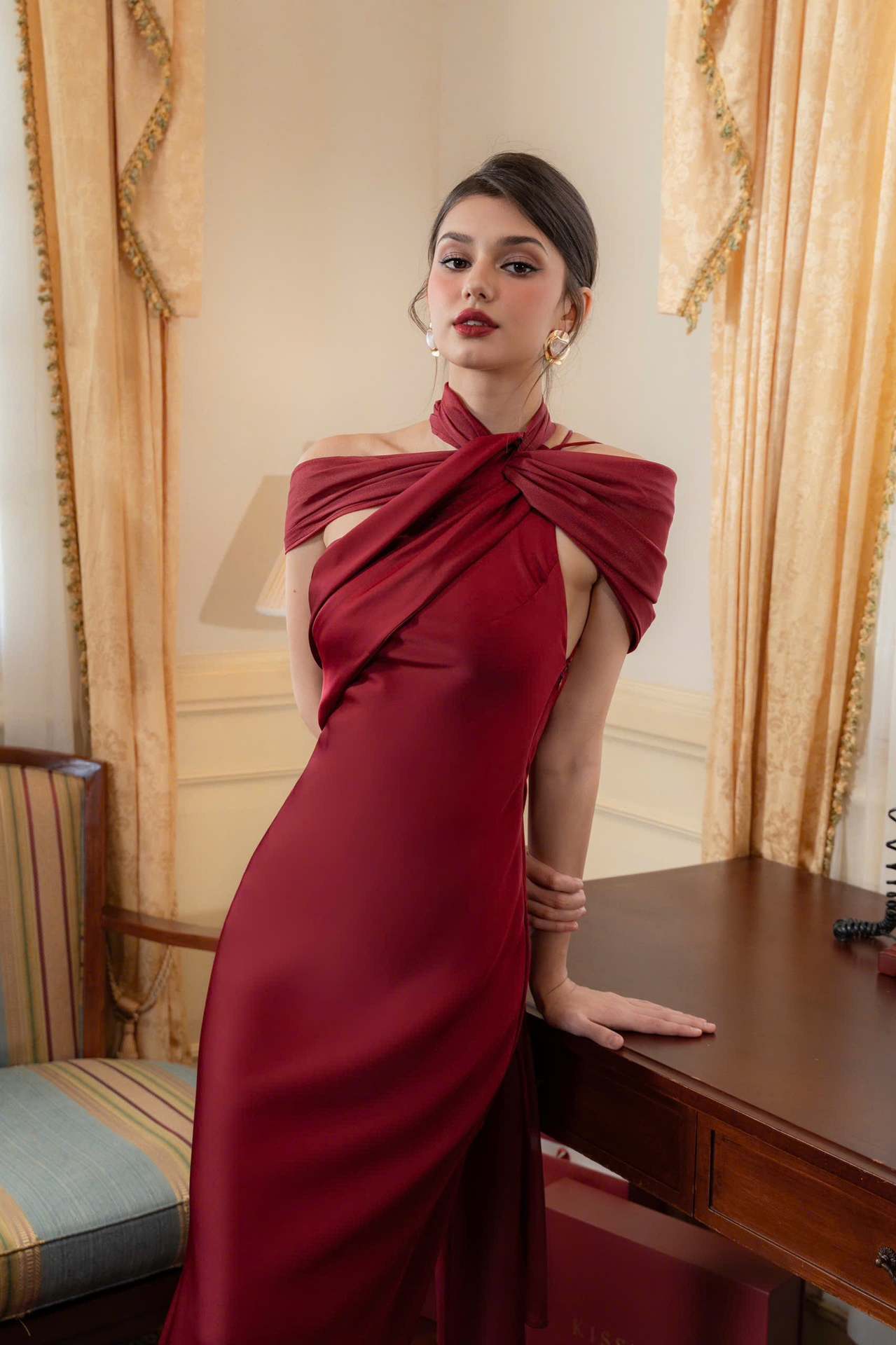 Elegant Socialite One‑Shoulder Satin Mermaid Slimming Bodycon Long Party Dress_ecoleips.com