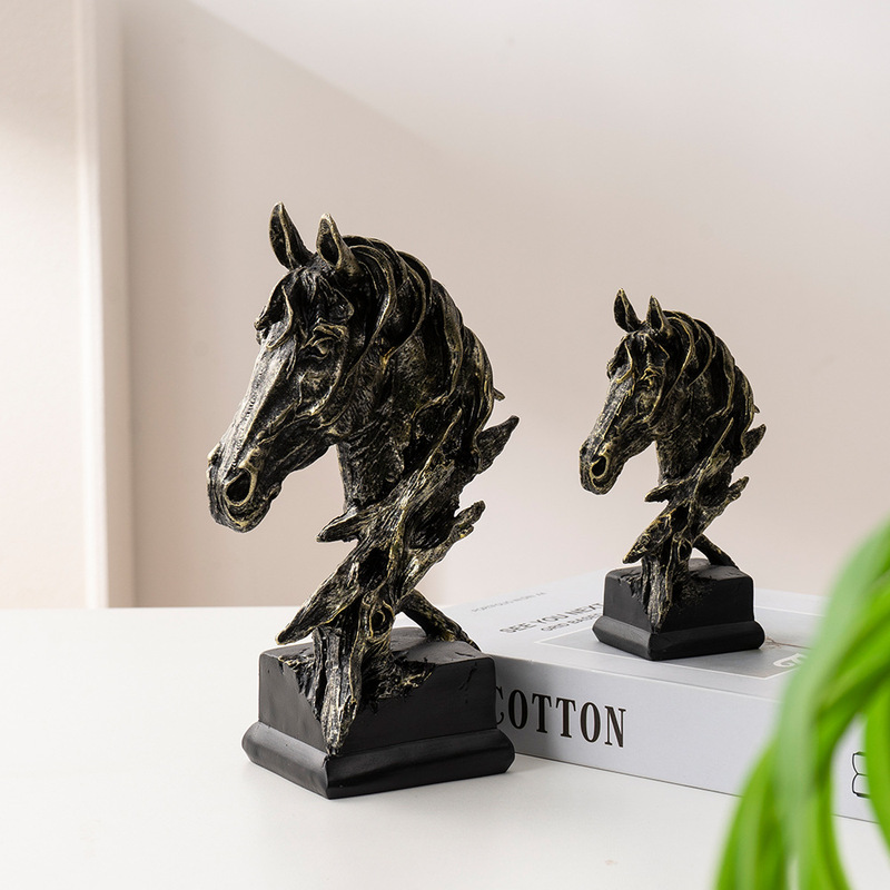 Cross-Border Nordic Resin Horse Head Ornaments Home Accessories Crafts Living Room Bar Entrance Small Furnishings Art