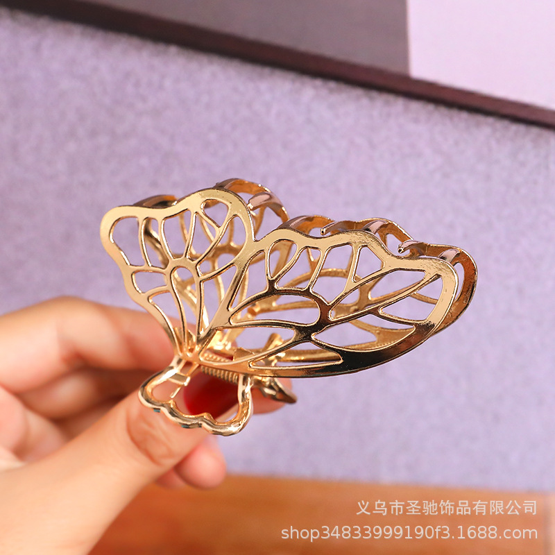 Pinza de Pelo Estilo Coreano, Accesorio para el Cabello con Revestimiento Electrolítico de Aleación, Pinza de Tiburón Grande, Simple y Moderna para Mujer