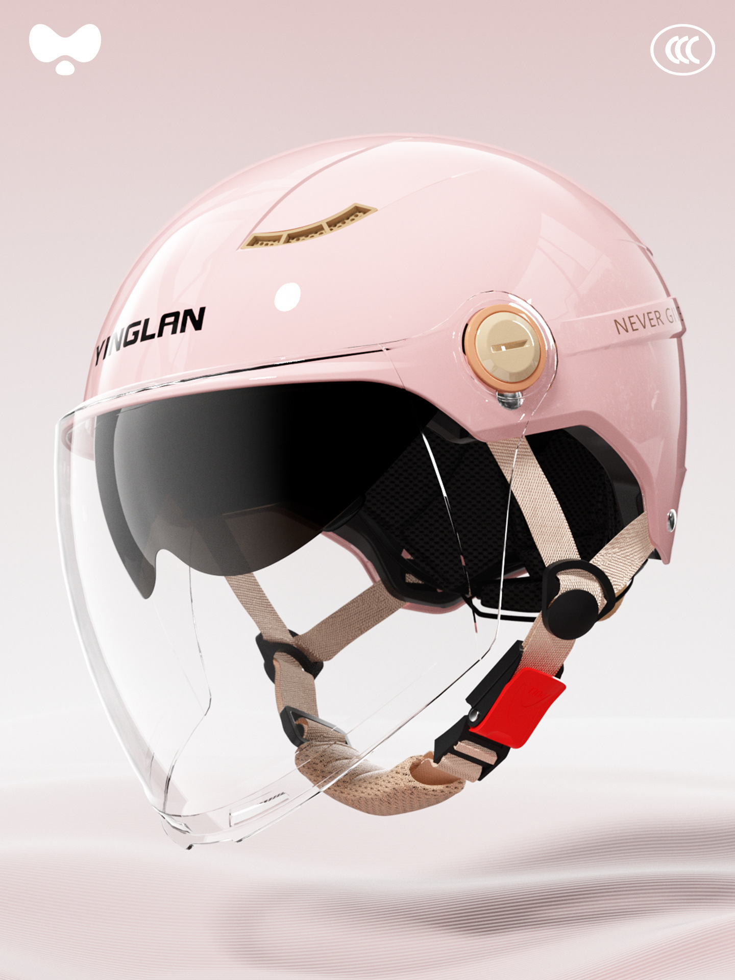Universal – Motosiklet kaskı (dəbilqə) National Standard 3C - 3c-peach-pink-outer-long-double-mirror-new-national-standard-class-a