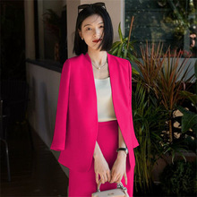 春秋玫红色西装外套女2025春新款气质女神范休闲小个子西服套裙女