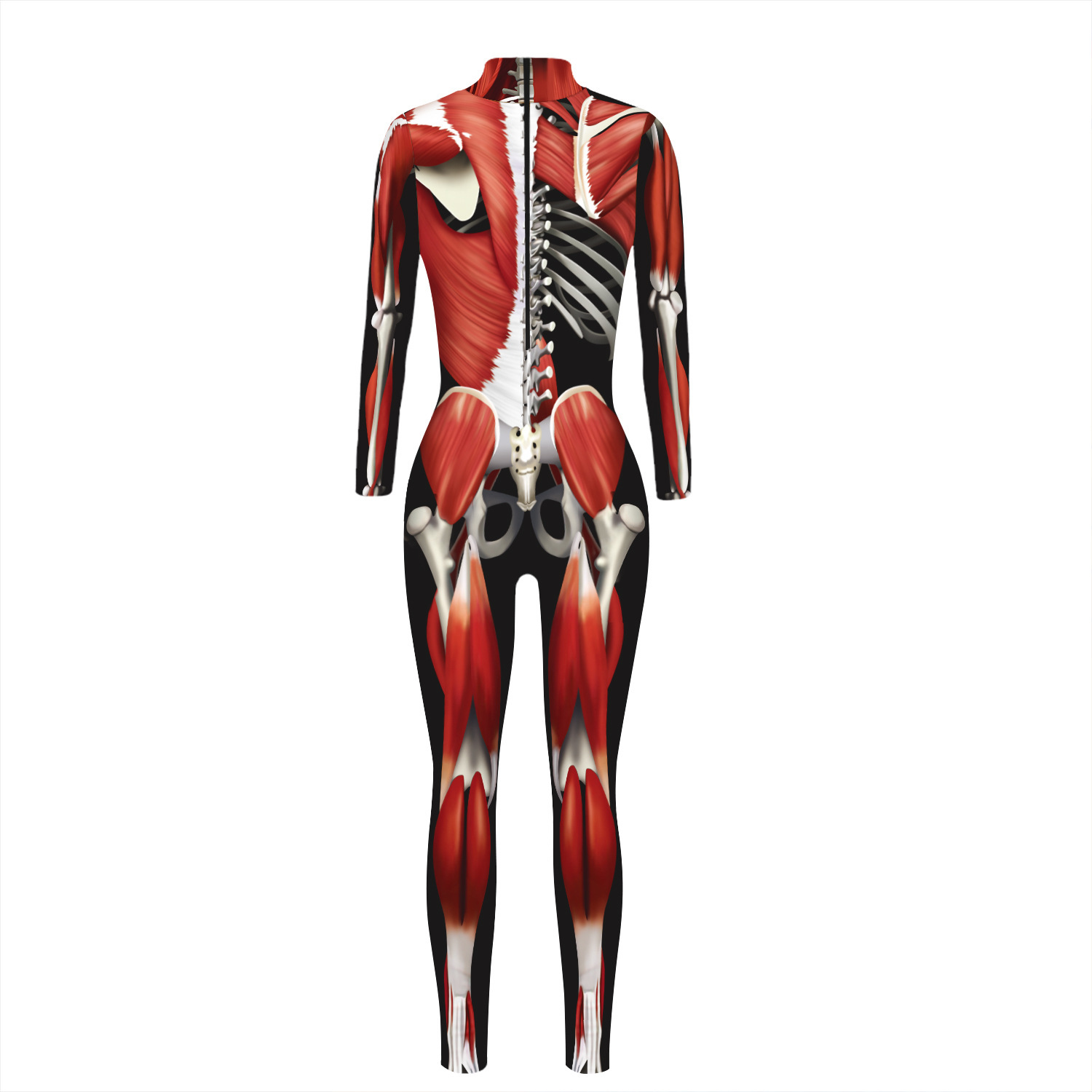 women s skeleton digital printing tight-fitting slim long-sleeved jumpsuit nihaostyles wholesale halloween costumes NSMID78948