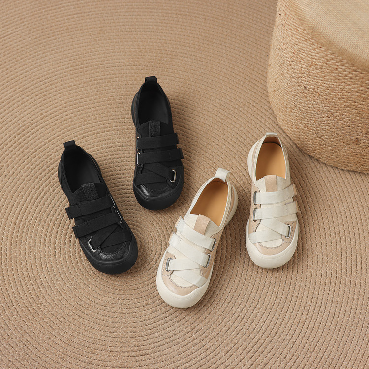 Giày sneaker nữ chunky đế dày da dê phối màu cao cấp — màu đen, màu trắng ngà chi tiết 79