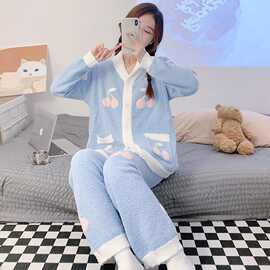 巧孕富软绵绵秋冬季新款月子服拉链哺乳口孕妇产后喂奶保暖家居服