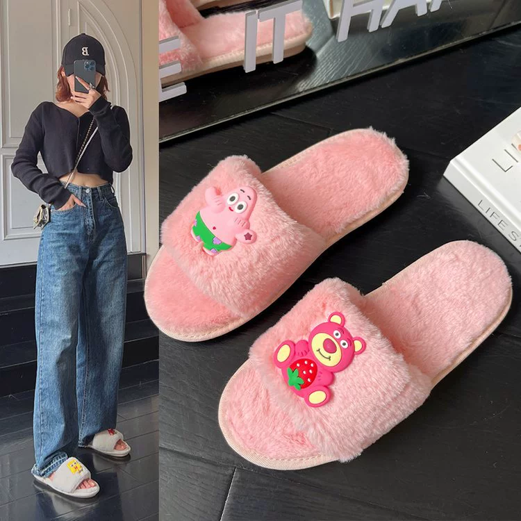 Симпатичные молочные Hoo с плоским дном, легкие 2023 осенне-зимние тапочки Maomao для женщин, домашние и нарядные тапочки для женщин