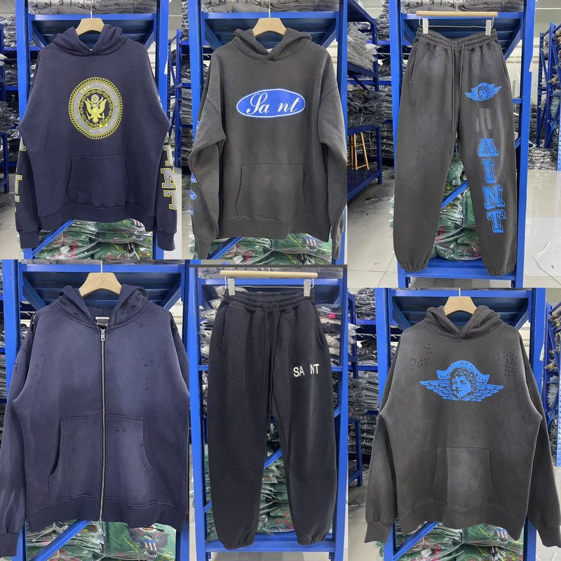 New European and American Trendy Graffiti Print Distressed Hoodie Retro Casual Loose Sweatshirt Men's and Women's Trendy Brand Sweatpants New European and American Trendy Graffiti Print Distressed Hoodie Retro Casual Loose Sweatshirt Men's and Women's Trendy Brand Sweatpants