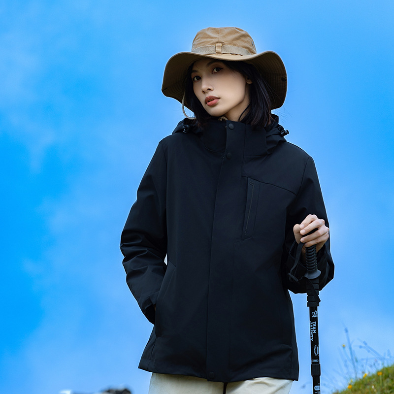 Ropa de asalto para mujeres al aire libre a prueba de viento impermeable 3 - en - 1 ropa de montaña para hombres sensación de alto nivel de invierno y otoño abrigo de terciopelo image 9