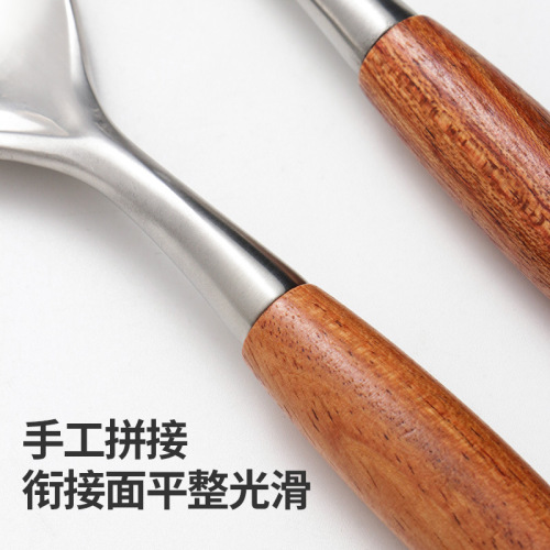 Shaduo new Chinese teak 304 knife, fork and spoon cylindrical wood rosewood handle Western tableware solid wood stainless steel knife, fork and spoon