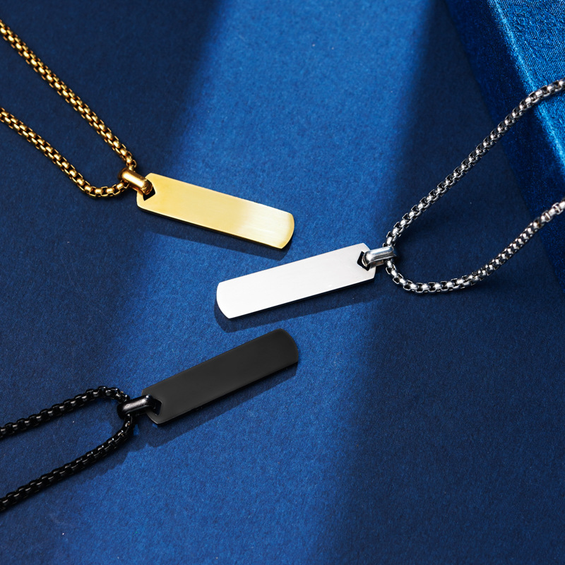 Minimalist Stainless Steel Necklace For Men With Lettering Pendant_voghion.com