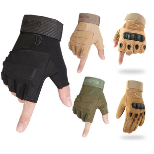 Full-Finger Gloves Tactical Black Hawk Half-Cut Breathable Anti-Cut Outdoor Mountaineering Cycling Combat Sports Training Half-Finger Gloves