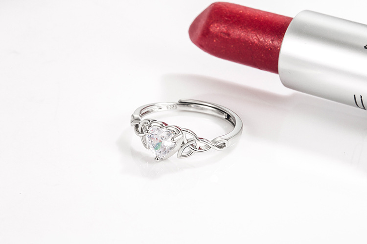 Fashion Heart Shape Copper Inlay Zircon Rings 1 Piece