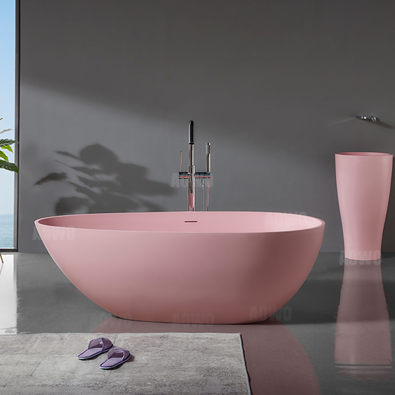 Aowo baño bañera de piedra artificial hogar independiente baño adulto Oval Qimei bañera de piedra baño Baño