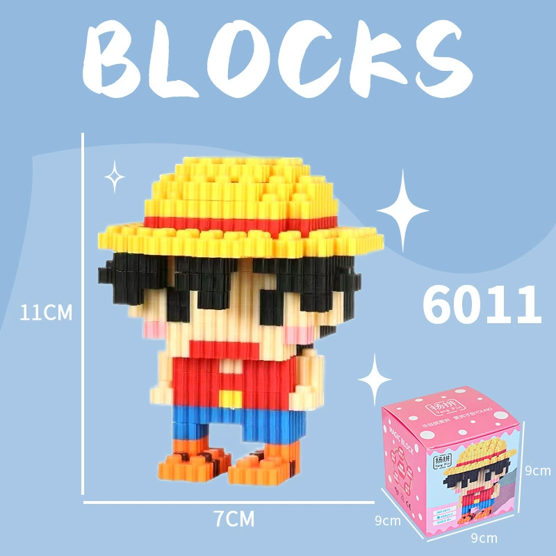 Cartoon Building Block Toy Set, Mini Constructor Doll, 9×9×9 cm, Assorted Character Designs