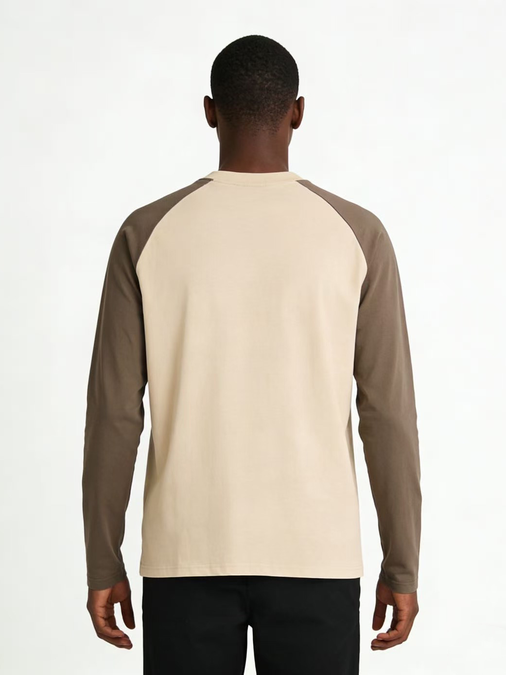 Men's Colour Block Raglan Long Sleeve T-shirt Loose Fit Casual_voghion.com