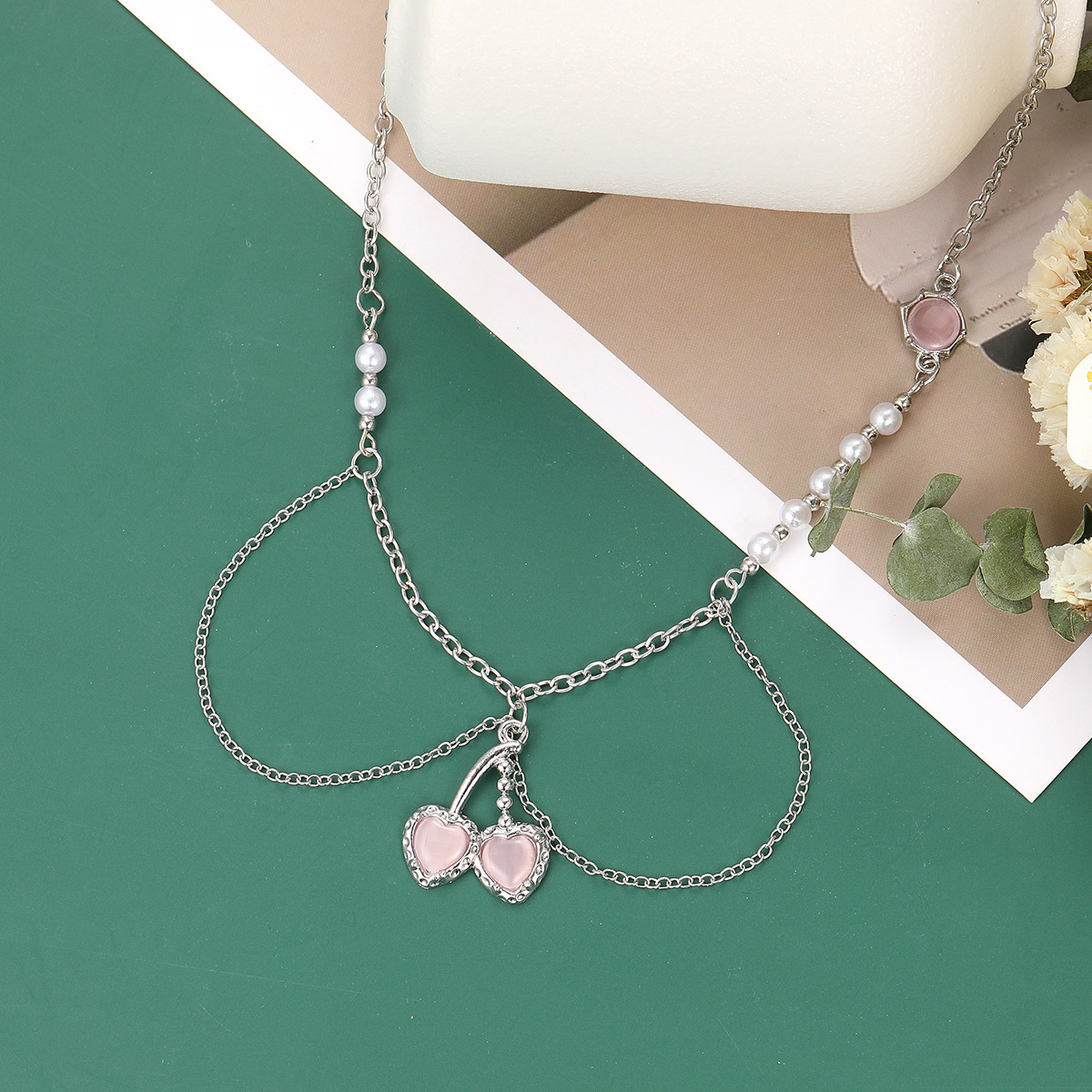 Collier Y2K petite chaîne de cerises collier de perles conception de personnalité chaîne de clavicule cool collier hip hop collier_voghion.com