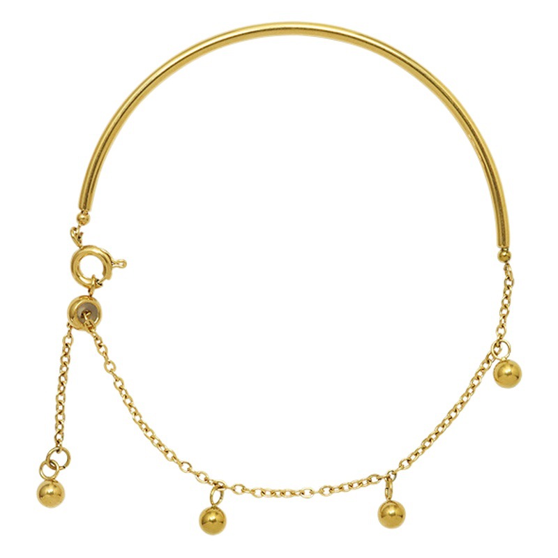 Europeo y americano ins joyería semi-Costura joyería hebilla redonda alambre bola de acero borla pulsera titanio acero chapado 18K oro joyería femenina