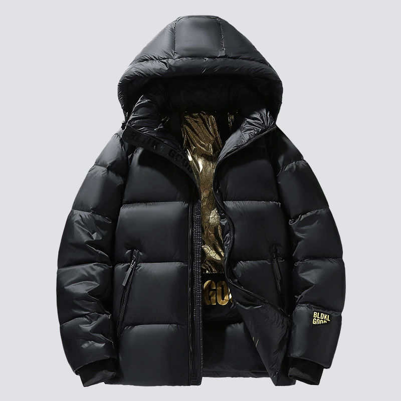 Velvet winter short down jacket, duck down, oversize
