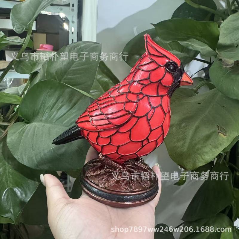 跨境摆件Cardinal Lamp装饰红鸟动物台灯树脂装饰摆件|undefined