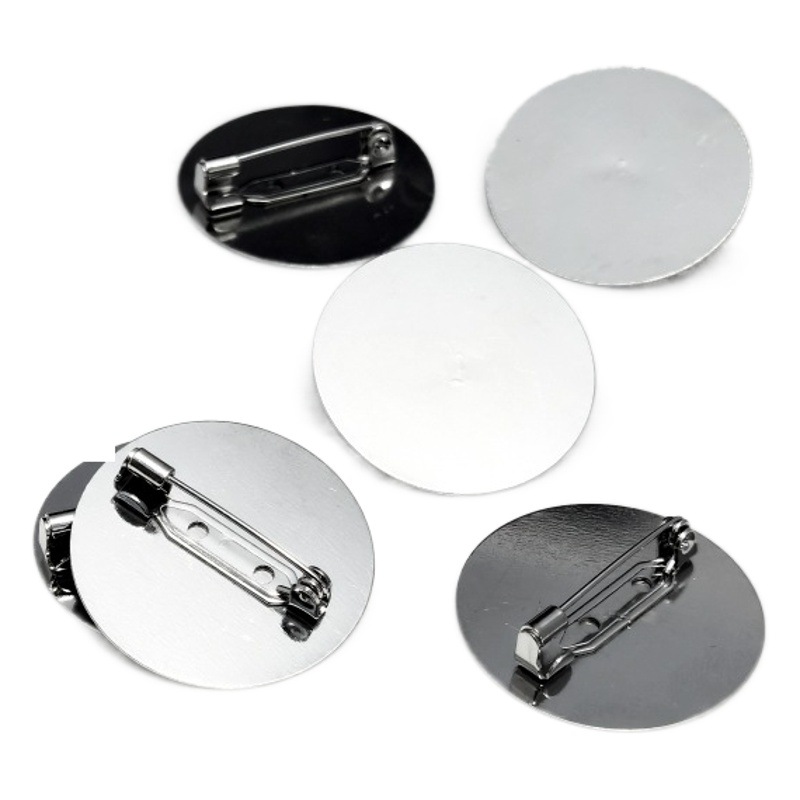 European standard nickel-free environmental protection fabric Christmas brooch accessories 3CM flat DIY brooch large size round pin empty support
