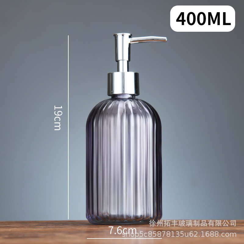 400ML; actualización (botella gris + cabeza de bomba plateada); vidrio