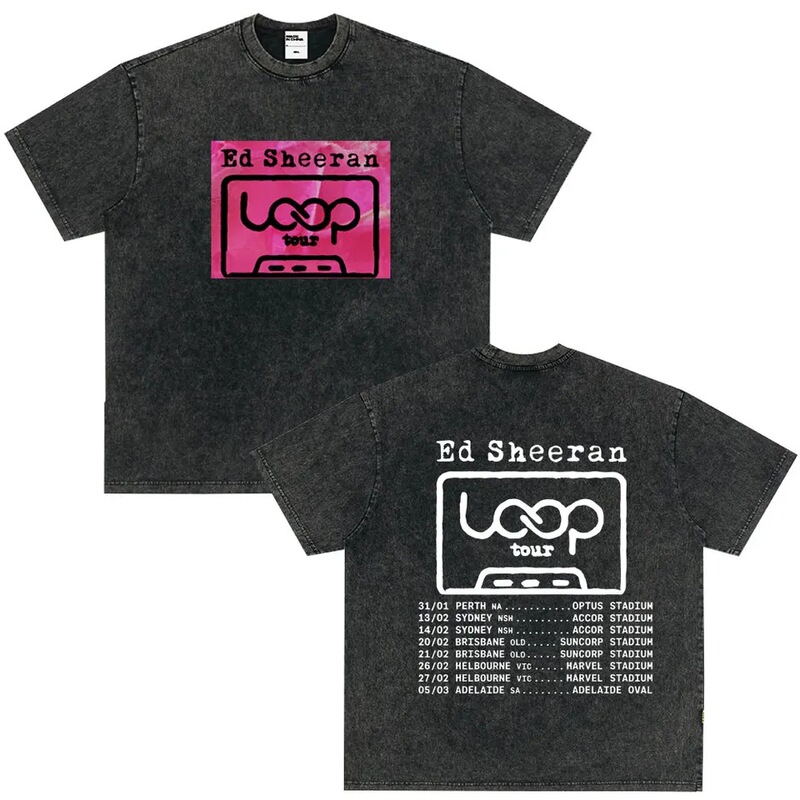 Ed Sheeran Tour Australia and New Zealand 2026 Tour Washed T-Shirt Men's and Women's Fashion Hip Hop High