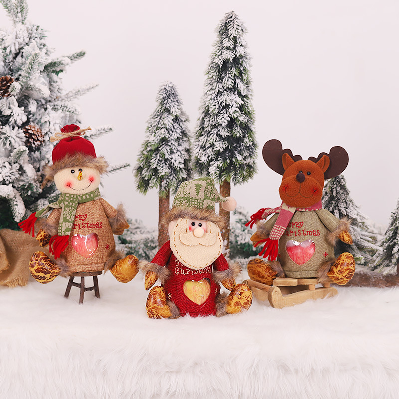 Navidad regalo bolsa de lino cremallera amor Apple bolsa creativa muñeca caramelo bolsa niños regalo bolsa al por mayor