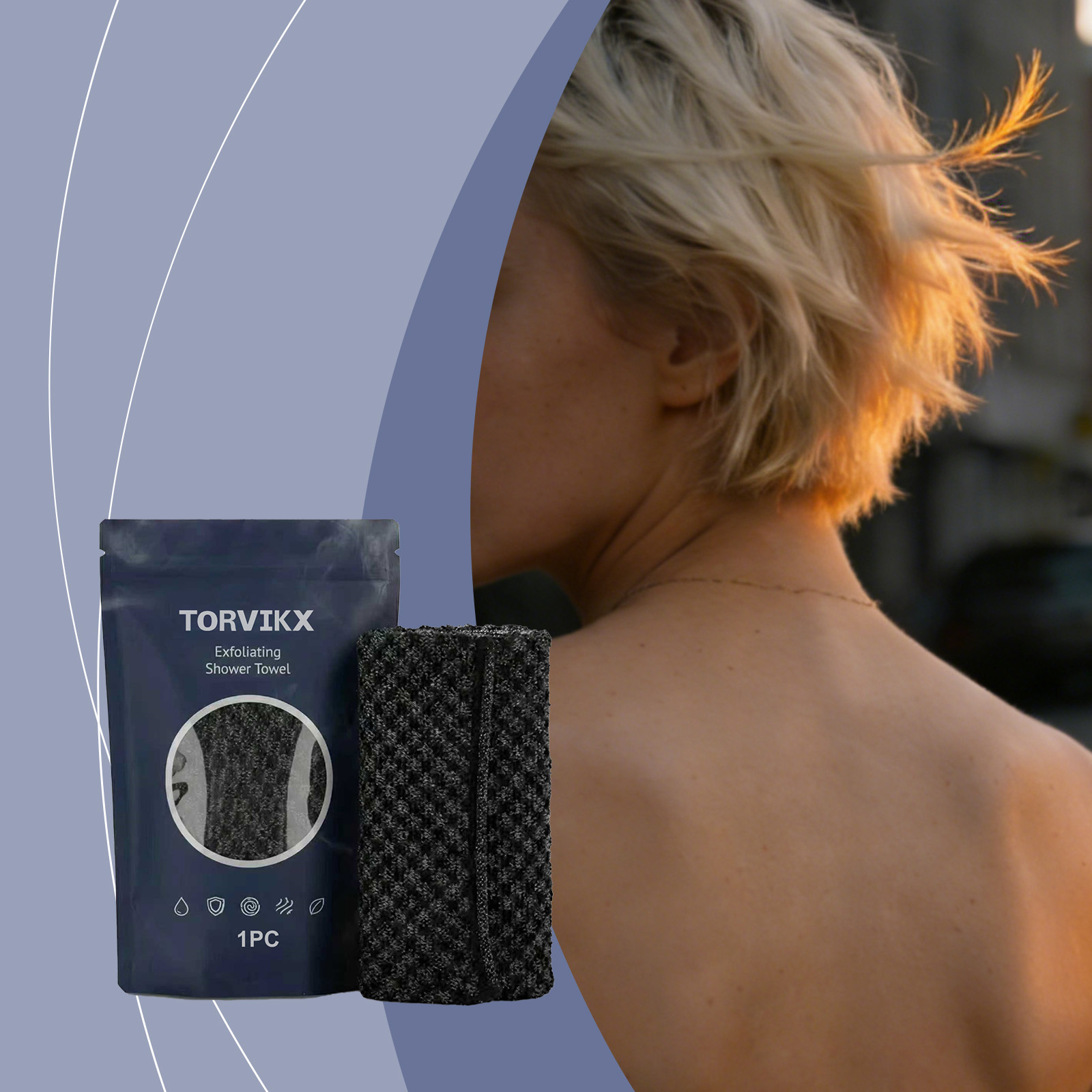 Torvikx去角质沐浴巾 亲肤柔软温和清洁肌肤光滑易携带旅行沐浴品