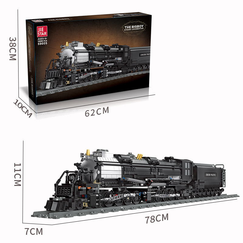Jie Xing 59005 BIGBOY, tren de vapor retro, modelo de bloques de construcción, juguete de partículas pequeñas, regalo para niños.