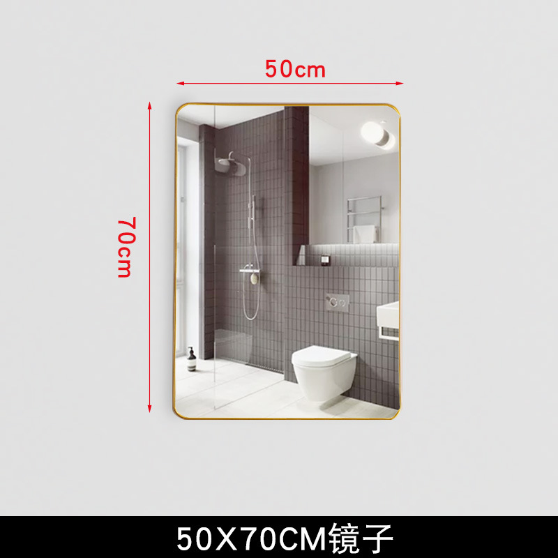 Espejo de baño con espejo de tocador cuadrado nórdico con estante de almacenamiento tocador gabinete de baño lente sin perforar montado en la pared