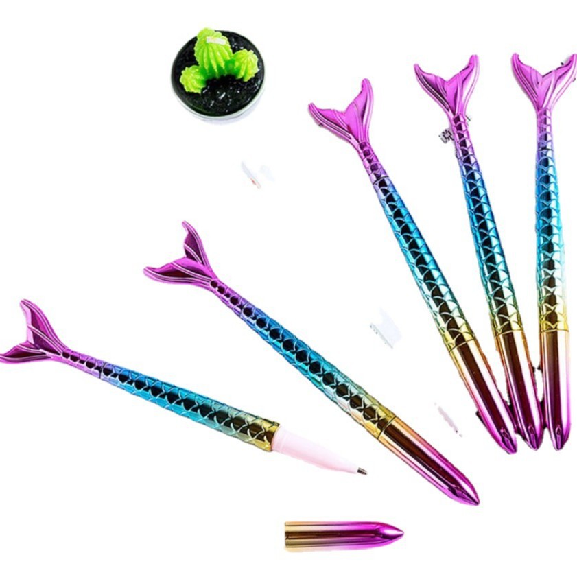 Gradiente de dibujos animados lindo color bolígrafo pequeño pez pluma estudiante pluma animal bolígrafo transfronterizo sirena pluma de gel