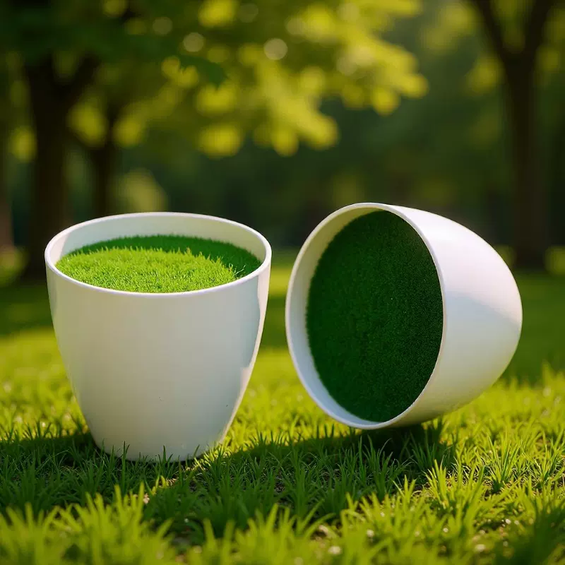 仿瓷塑料带泡沫植绒整套小花盆迷你小花瓶可插花桌面小摆件饰品