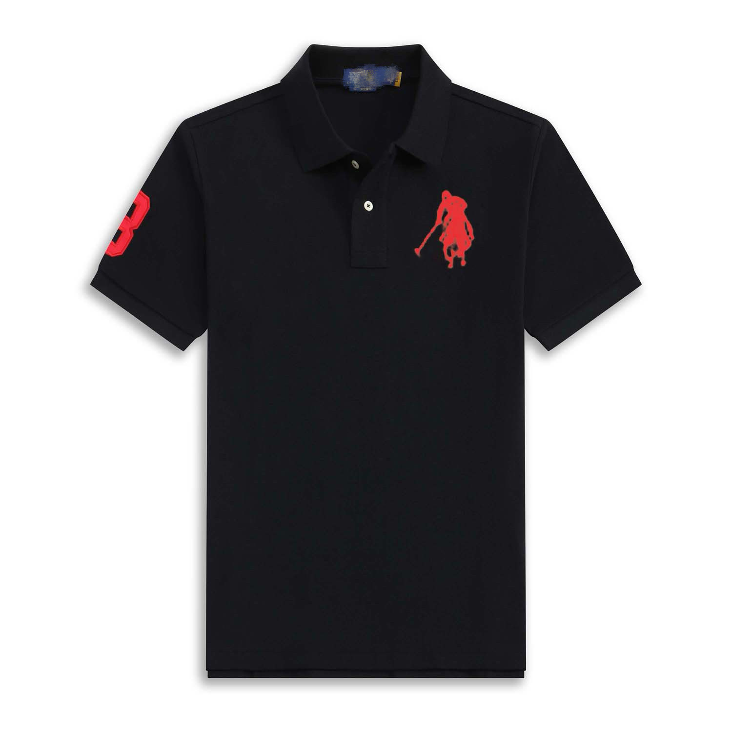 Original Summer Classic Malaysian Polo Shirt Men's Lapel Pure Color Cotton Short-Sleeved Loose Large Size Embroidered Rl
