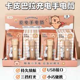 响指卡皮巴拉手电筒usb充电便携迷你小手电筒宿舍起夜方便手电筒