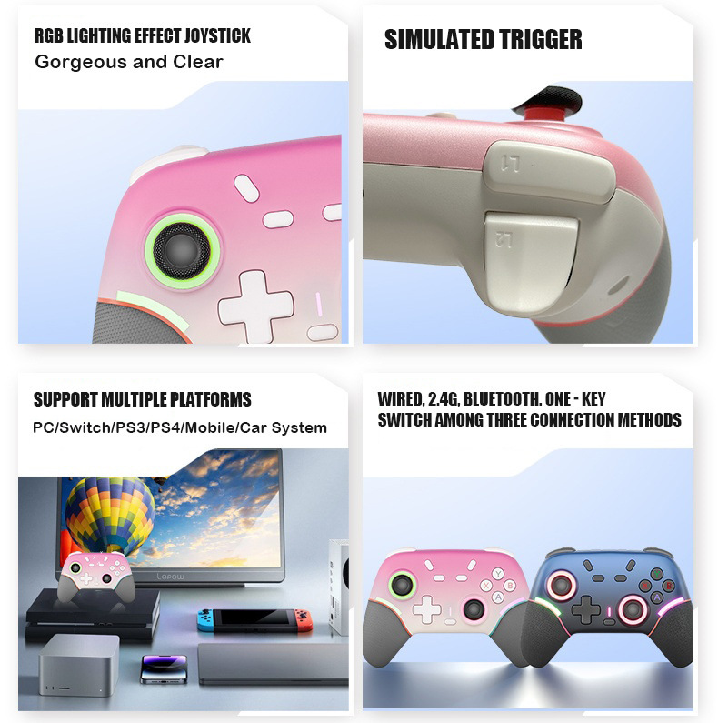 Nintendo Switch ゲームワイヤレスハンドルと互換性のある Switch 2 RGB ライト Bluetooth/2.4G ハンドル|undefined