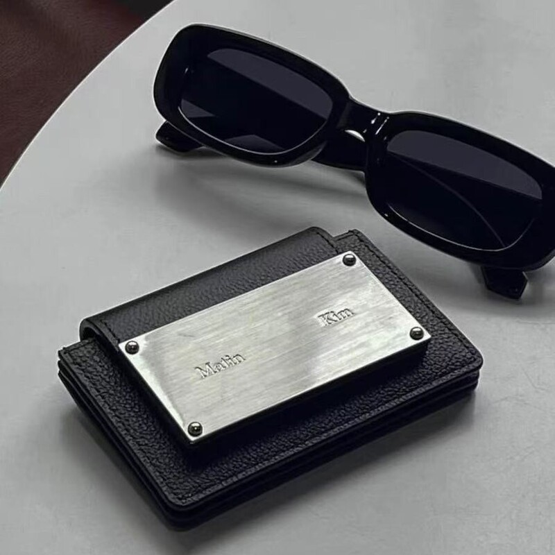 Korean Mk Simple Genuine Leather Card Holder Kim Mini Coin Purse Fashionable Clutch Wallet