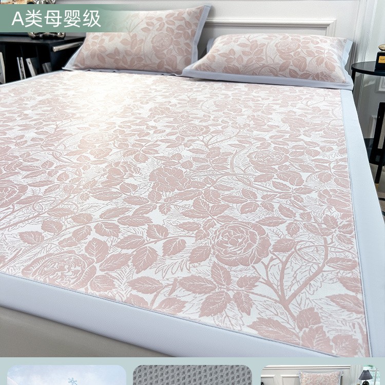 Cómodo sombrero de cama de seda de hielo de clase A pieza única verano 2025 nueva funda de colchón funda protectora estera funda de cama juego de tres piezas