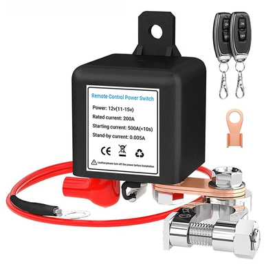12V 200A Relay Power Cut-Off Switch for RVs, Trucks, and Yachts - Anti-Drain, Anti-Theft, Remote Control Relay (Power supply, ignition system accessories) - 12v-200a-relay-switch-white-sticker