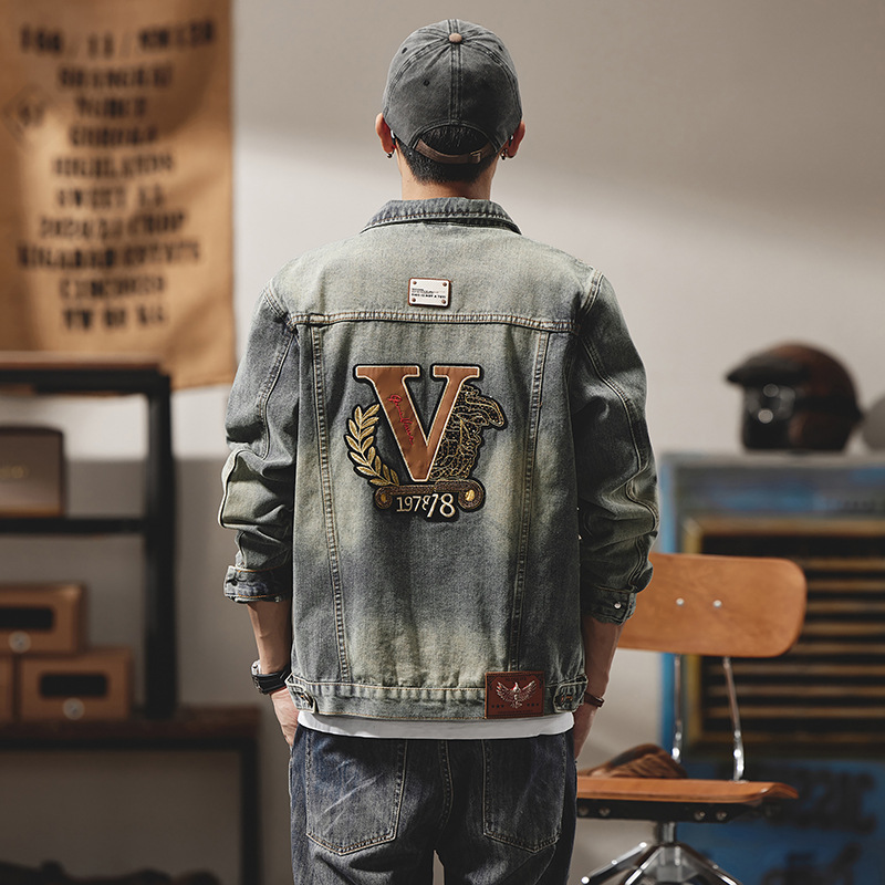Guangzhou Xintang Jeansjacke Herren Frühlingstrend Mode neue lockere Revers lässige vielseitige Jacke_voghion.com