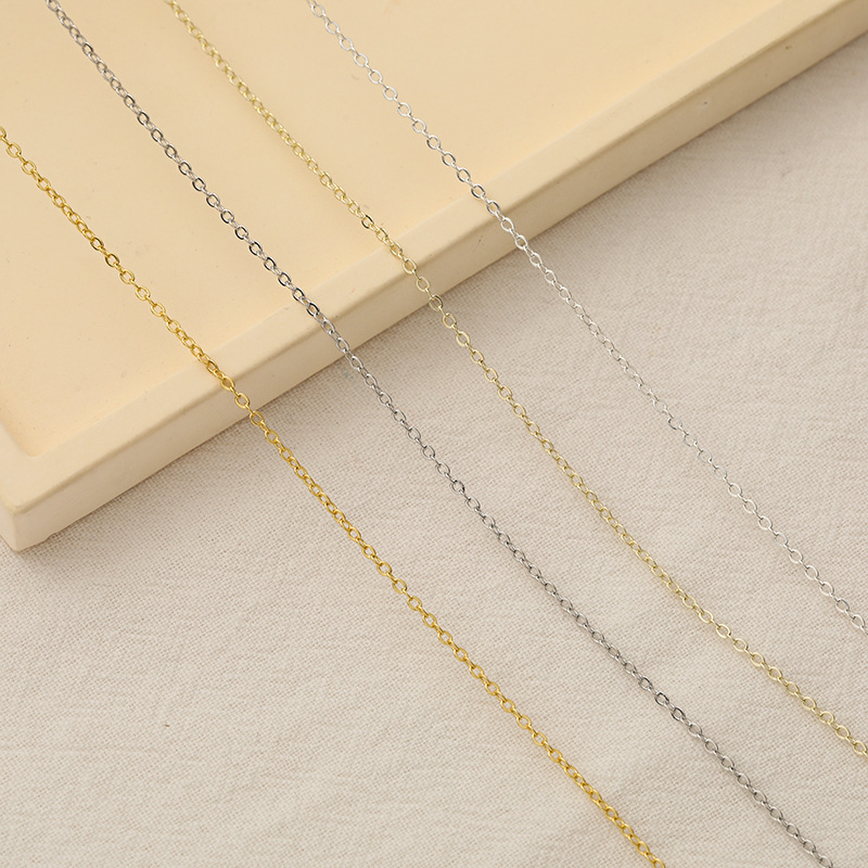 Real Gold-Plated O-Shaped Chain 18K Gold-Covered Color-Preserving Flash Chain DIY Bracelet Necklace Tail Chain Material O-Shaped Chain Flat Chain