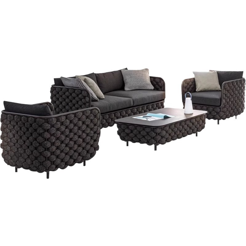 Sofá nórdico al aire libre patio terraza hotel jardín silla de caña sofá diseñador interior y exterior muebles de caña impermeables