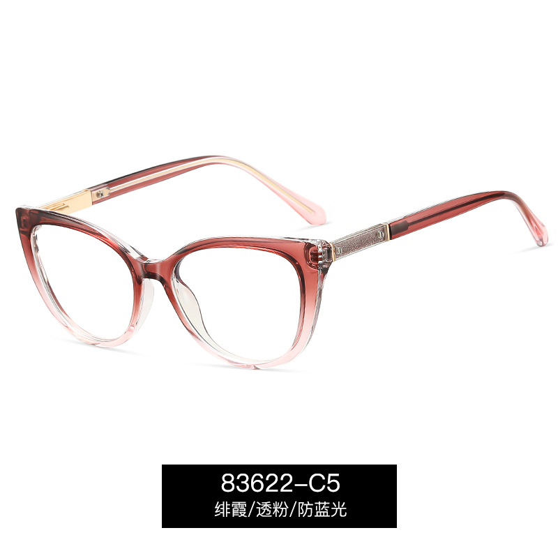 83622 Gafas anti-luz azul transfronterizas europeas y americanas, gafas de miopía, marco de gafas TR90, marco de miopía de ojo de gato de moda