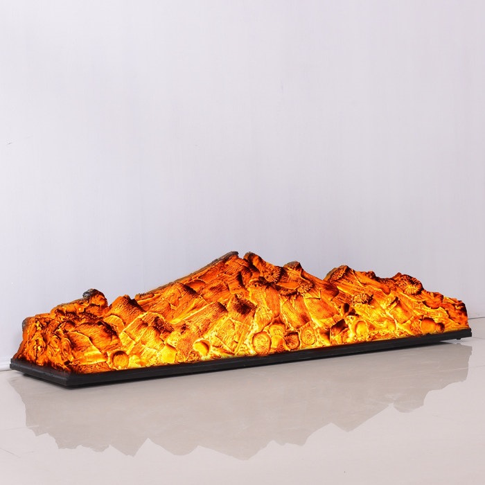 Naked carbon wood fireplace insert, electronic fire, embedded, for home use, decorative, LED, round carbon head