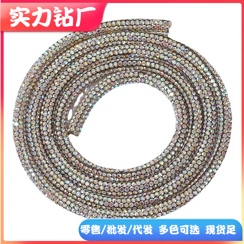 Factory wholesale rhinestone hose DIY jewelry clothing accessories round full diamond rhinestone strip color rhinestone strip shoelaces